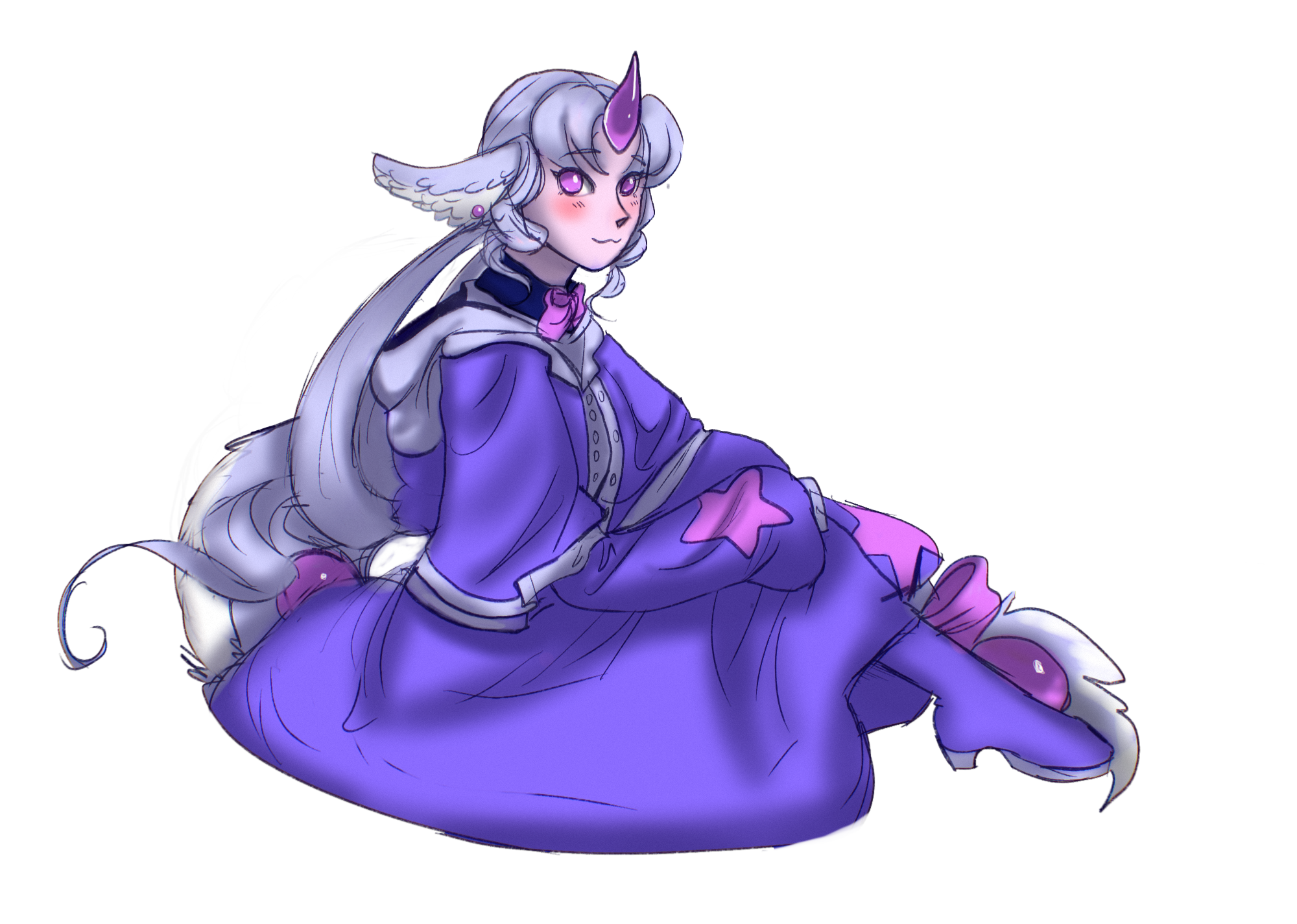 Star's persona sitting on the ground smiling at you! hi!